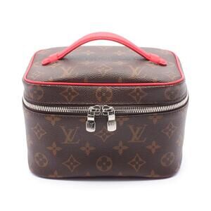 Louis Vuitton Nice Handbag Canvas Leather Monogram Macassar Brown Red